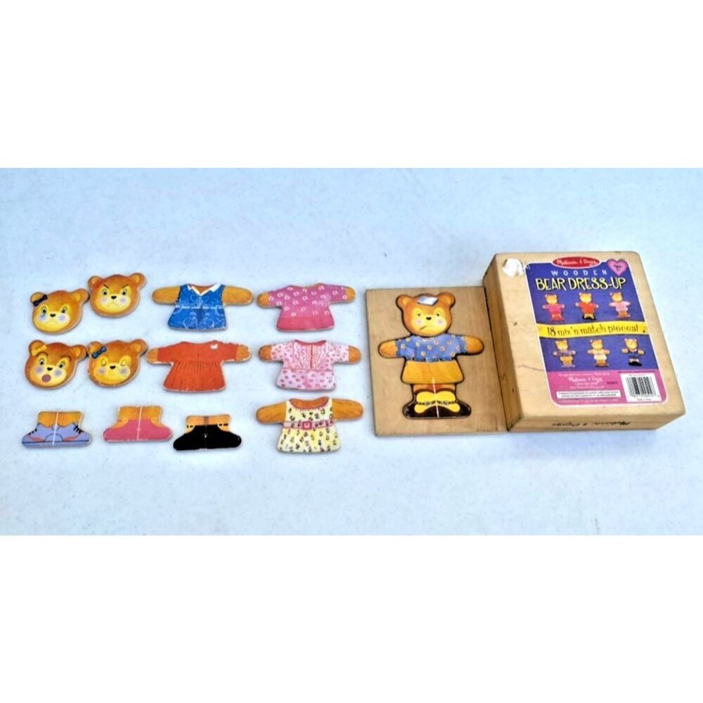 Melissa & Doug Wooden Bear Doll Dress-Up Kids Puzzle 15 Pcs Mix & Match -Retired